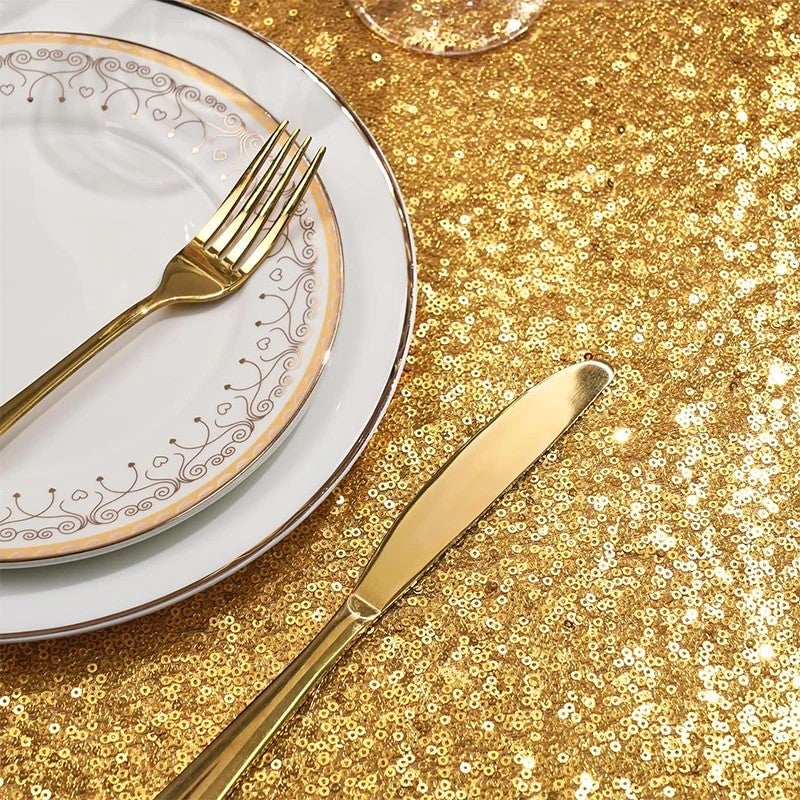 Bluejw Manteles Redondo Para Eventos Fiesta Mantel De Lentejuelas Round Sequin Tablecloth Gold Table Cloth Round Wedding for Parties - Image 3